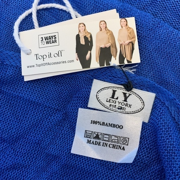 Lexi York 100% Bamboo Shawl Cape Scarf Blue Women’s One Size Eco Friendly Soft - Picture 8 of 10